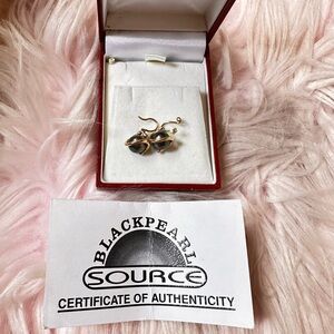 French Polynesian black/green Pearl Earrings